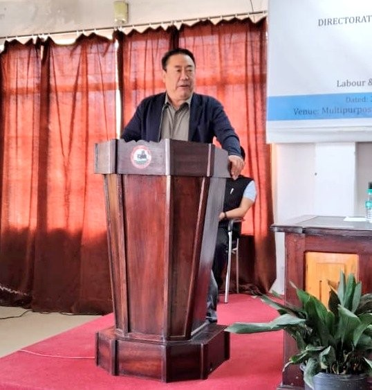 Advisor, Labour & Employment, Skill Development & Entrepreneurship, & Excise Department, Moatoshi Longkumer speaking during the meeting.